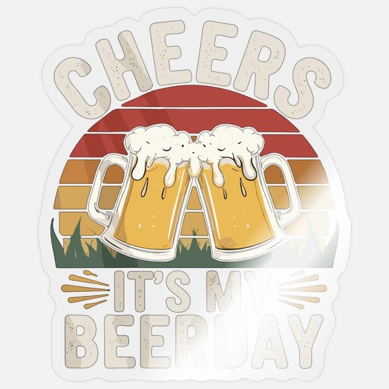 It's My Beerday - Sticker Größe S (10 x 10 cm) - Transparent glänzend