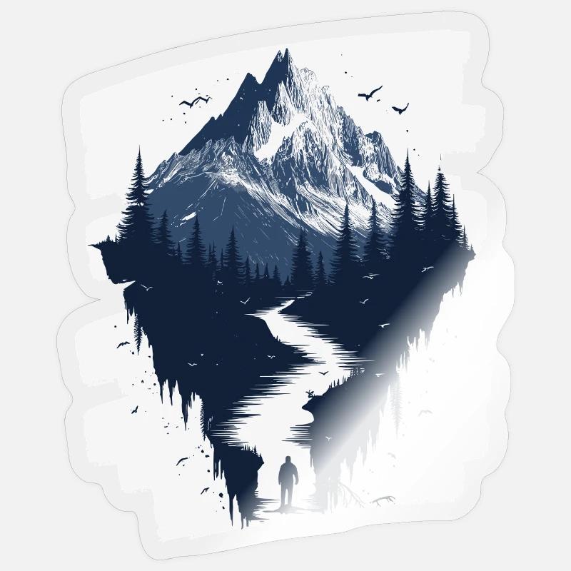Mountains - Sticker size S (10 x 10 cm) - transparent glossy