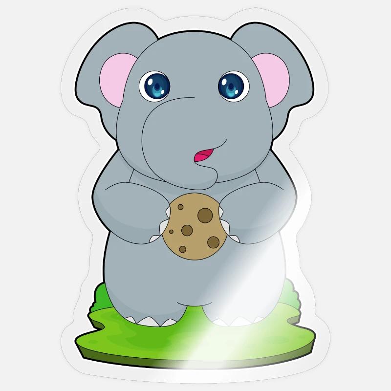Biscuit éléphant - Sticker taille S (10 x 10 cm) - brillant transparent