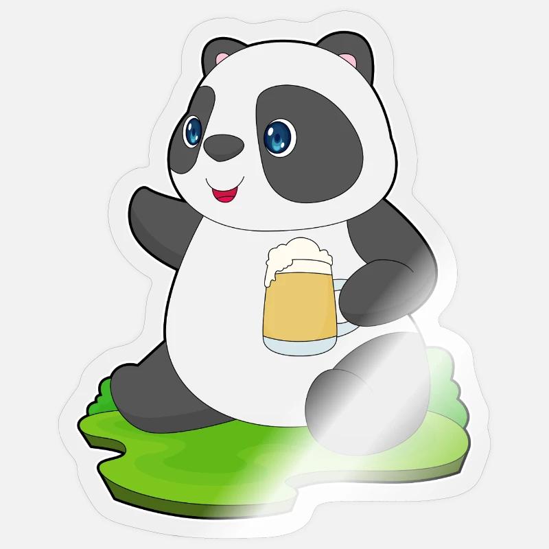 Bière Panda - Sticker taille S (10 x 10 cm) - brillant transparent