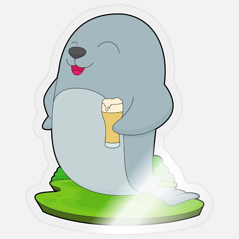 Bière de phoque - Sticker taille S (10 x 10 cm) - brillant transparent