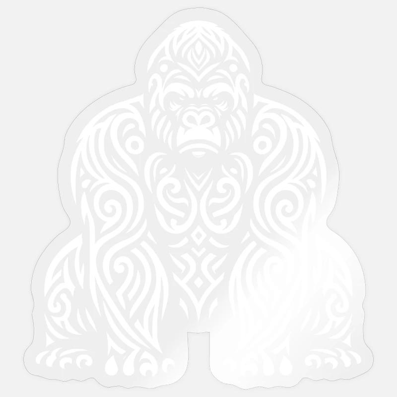Gorille Tribal - Sticker taille S (10 x 10 cm) - brillant transparent
