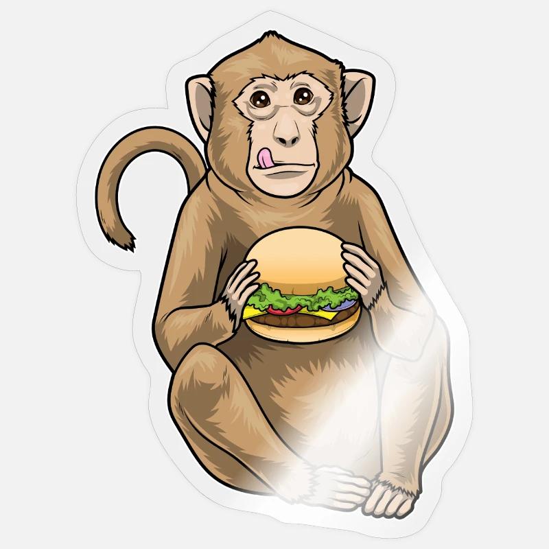 Monkey Cheeseburger - Sticker size S (10 x 10 cm) - transparent glossy