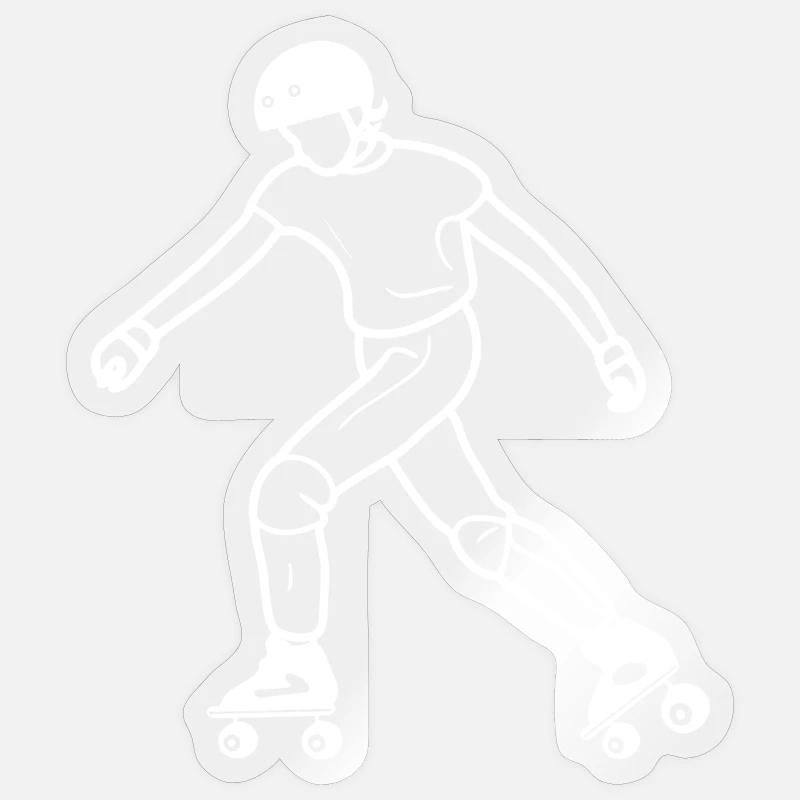 Roller Skating Drawing - Sticker size S (10 x 10 cm) - transparent glossy