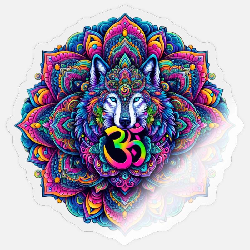 Goa Wolf - Psytrance et Goa Party - Sticker taille S (10 x 10 cm) - brillant transparent