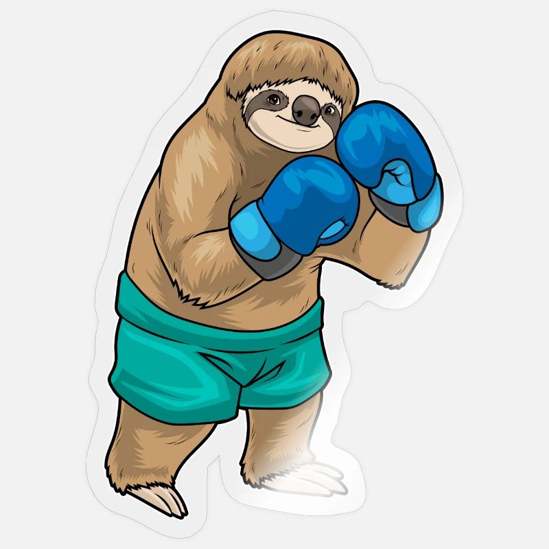 Faultier Boxer Boxhandschuhe Boxen - Sticker Größe S (10 x 10 cm) - Transparent glänzend