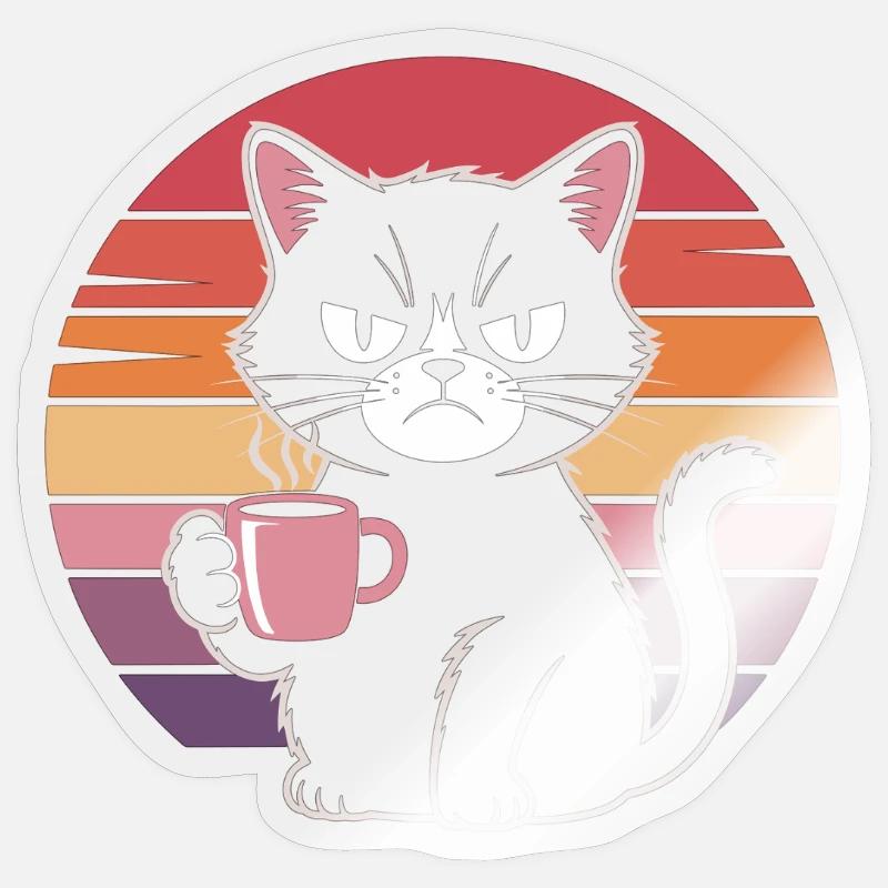 Miese Laune, guter Kaffee - Sticker Größe S (10 x 10 cm) - Transparent glänzend