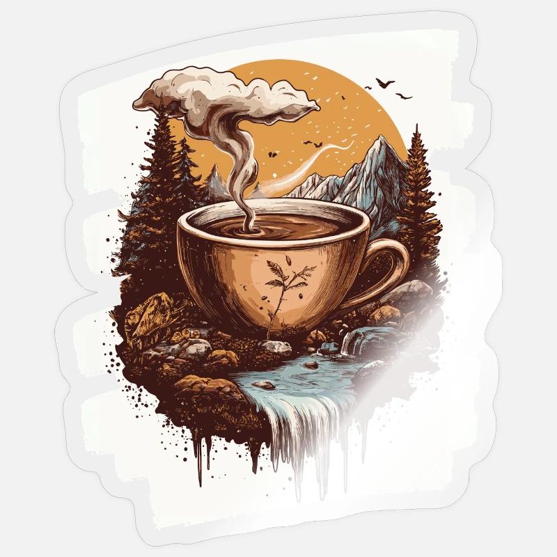 Café Café Amateurs de café - Sticker taille S (10 x 10 cm) - brillant transparent