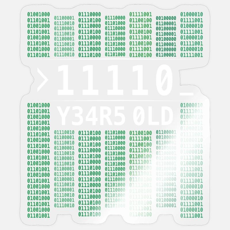11110 YEARS OLD COMPUTER BINARY CODE 30TH BIRTHDAY Sticker size S (10 x 10 cm)