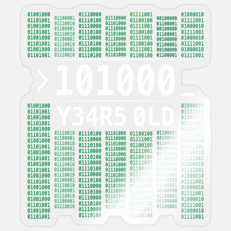 101000 JAHRE ALT COMPUTER BINÄRCODE 40. GEBURTSTAG - Sticker Größe S (10 x 10 cm) - Transparent glänzend