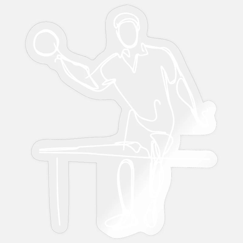Ping Pong Player Sketch - Sticker size S (10 x 10 cm) - transparent glossy