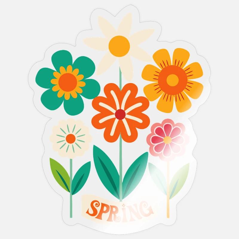Frühling Blumen Blüten - Sticker Größe S (10 x 10 cm) - Transparent glänzend