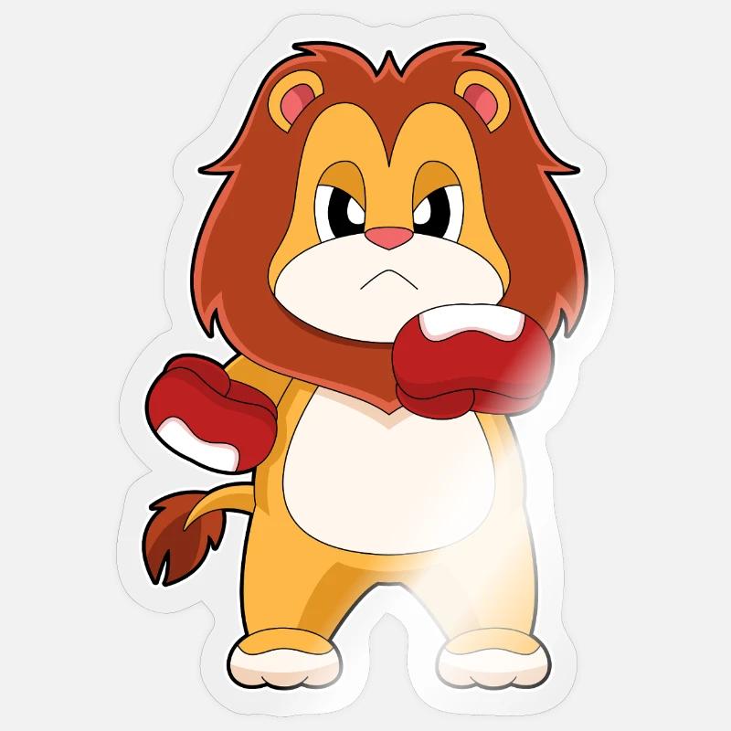 Löwe Boxer Boxhandschuhe Boxen - Sticker Größe S (10 x 10 cm) - Transparent glänzend