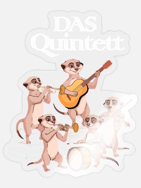 Das Quintett - Erdmännchen Orchester - Sticker Größe S (10 x 10 cm) - Transparent glänzend