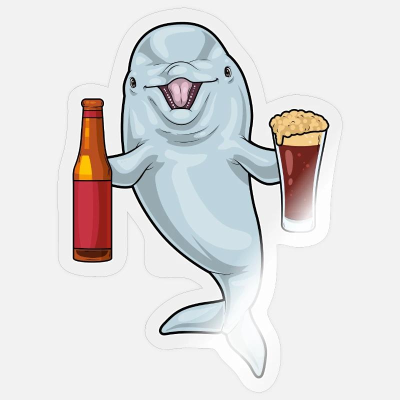 Bouteille de bière Dolphin - Sticker taille S (10 x 10 cm) - brillant transparent