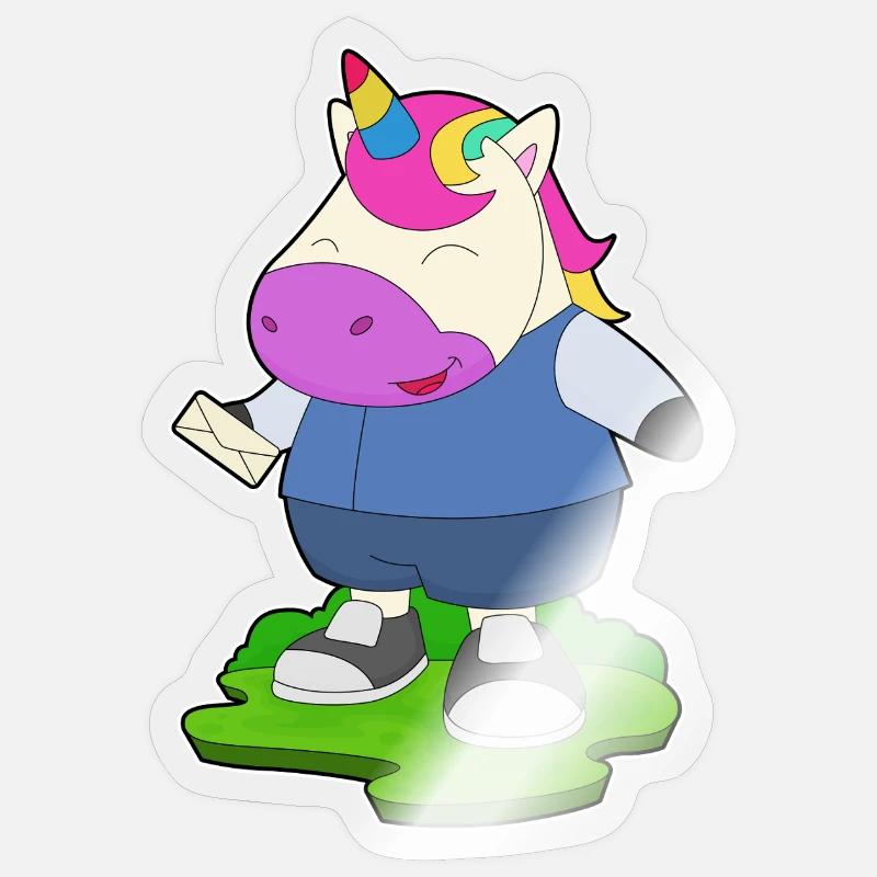 Einhorn Brief - Sticker Größe S (10 x 10 cm) - Transparent glänzend