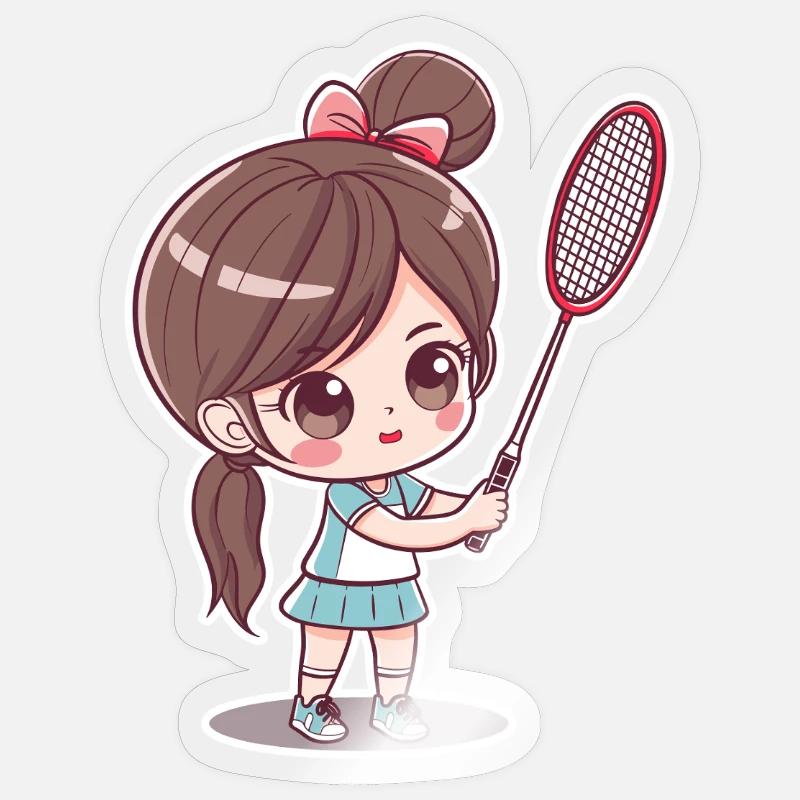 Badminton player comic Sticker size S (10 x 10 cm)