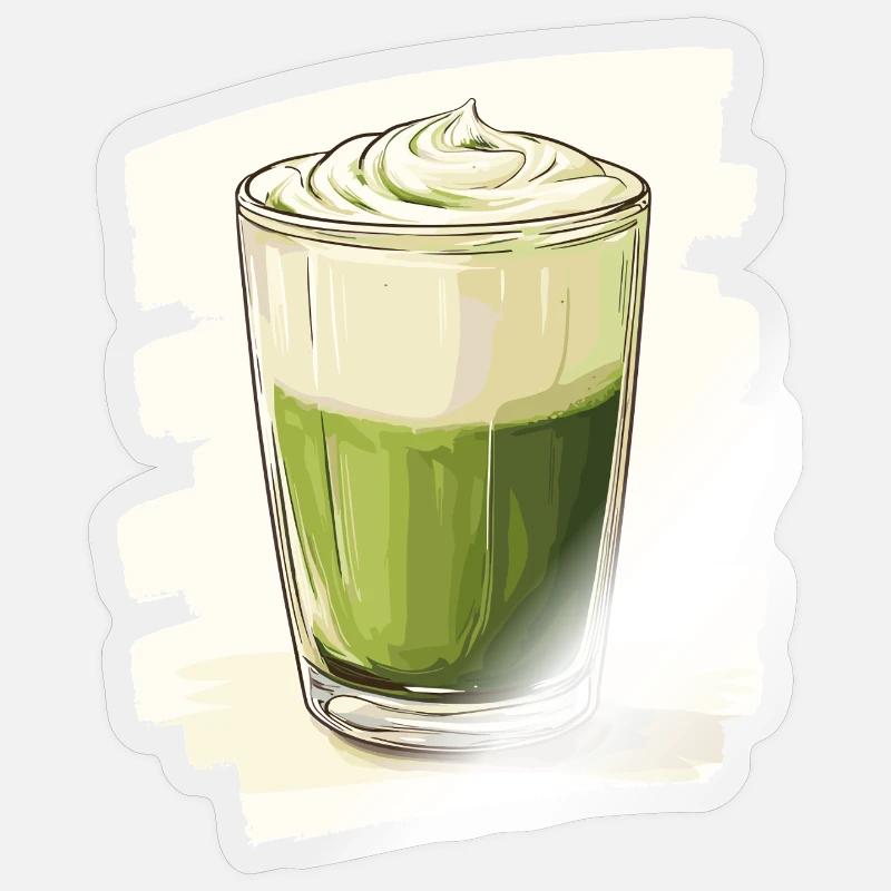Matcha Latte Lover Thé vert - Sticker taille S (10 x 10 cm) - brillant transparent