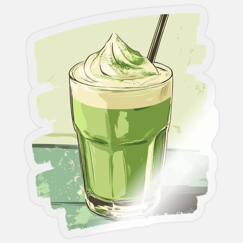 Matcha Latte Lover Thé vert - Sticker taille S (10 x 10 cm) - brillant transparent