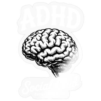 ADHD Gehirn Social Club Chaos - Sticker Größe S (10 x 10 cm) - Transparent glänzend - Vorne