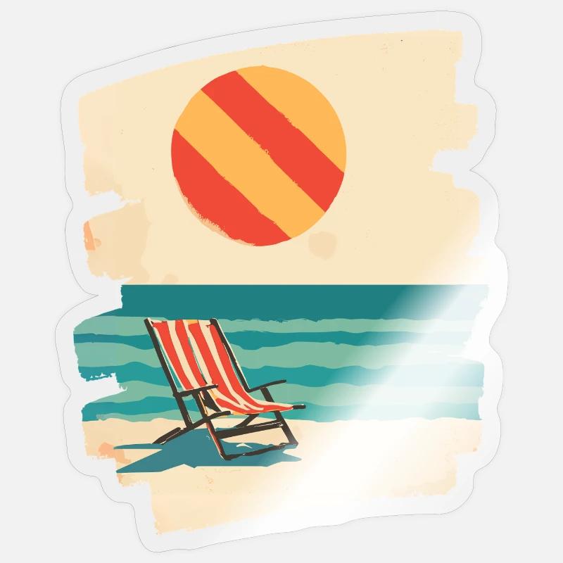 Plage du soleil d’été - Sticker taille S (10 x 10 cm) - brillant transparent