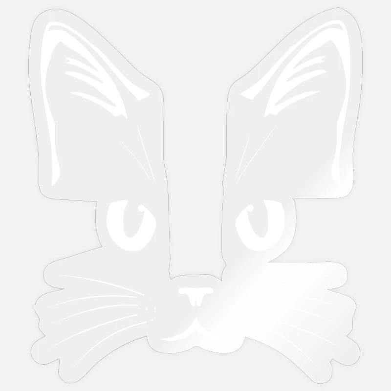 Visage de chat blanc – Conception d’art au trait Sticker taille S (10 x 10 cm)