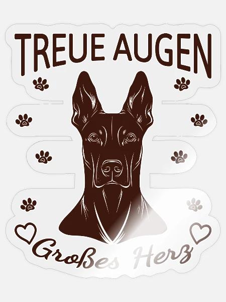 Dobermann Design – Herz & Treue Rust - Sticker Größe S (10 x 10 cm) - Transparent glänzend