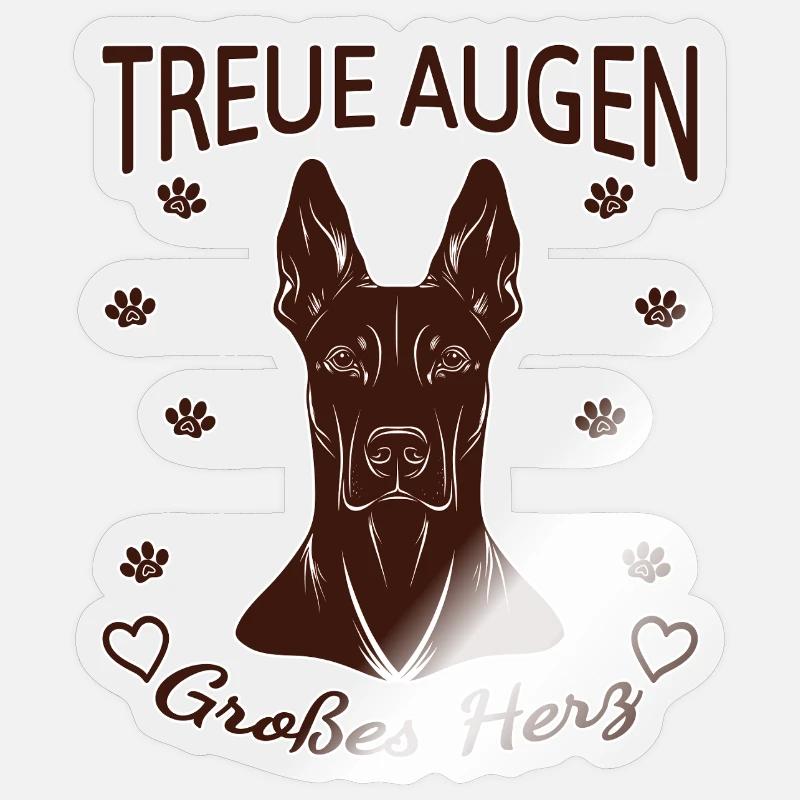 Dobermann Design – Herz & Treue Rust - Sticker Größe S (10 x 10 cm) - Transparent glänzend