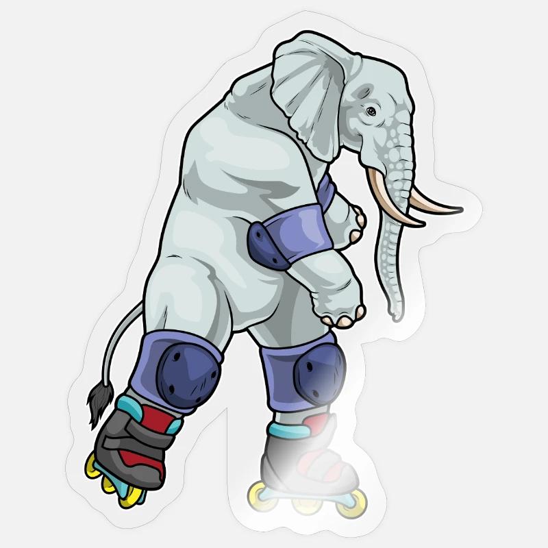 Elefant Inline skating Inline skates - Sticker Größe S (10 x 10 cm) - Transparent glänzend