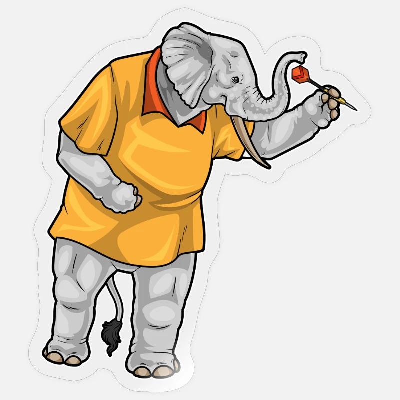 Elefant Dart Dartpfeil - Sticker Größe S (10 x 10 cm) - Transparent glänzend