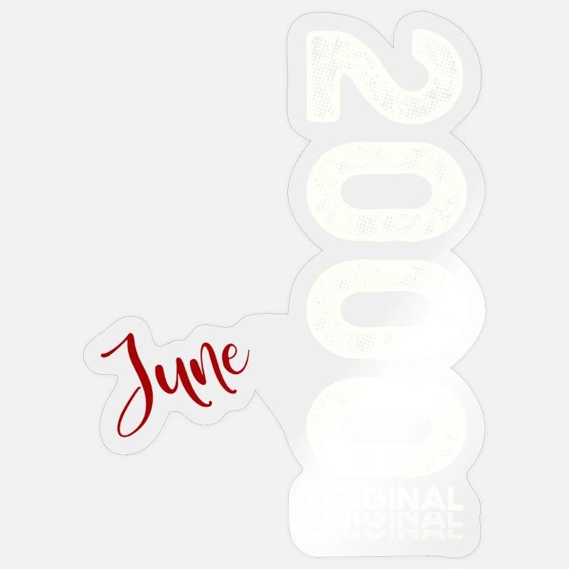 25. Geburtstag Geschenk Mann Original Juni 2000 - Sticker Größe S (10 x 10 cm) - Transparent glänzend
