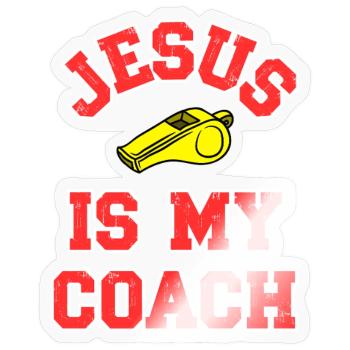 Jesus as a Coach Motivational Design - Sticker size S (10 x 10 cm) - transparent glossy - Front