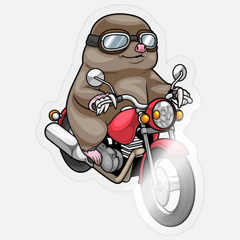 Maulwurf Motorrad - Sticker Größe S (10 x 10 cm) - Transparent glänzend