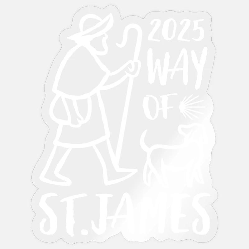 Pèlerinage 2025 - Chemin de Saint-Jacques - Chemin de Compostelle - Sticker taille S (10 x 10 cm) - brillant transparent
