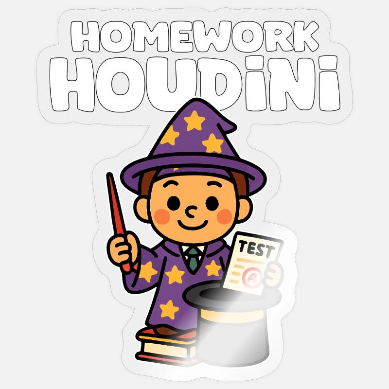 HOMEWORK HOUDINI - TEACHER GIFT - Sticker size S (10 x 10 cm) - transparent glossy