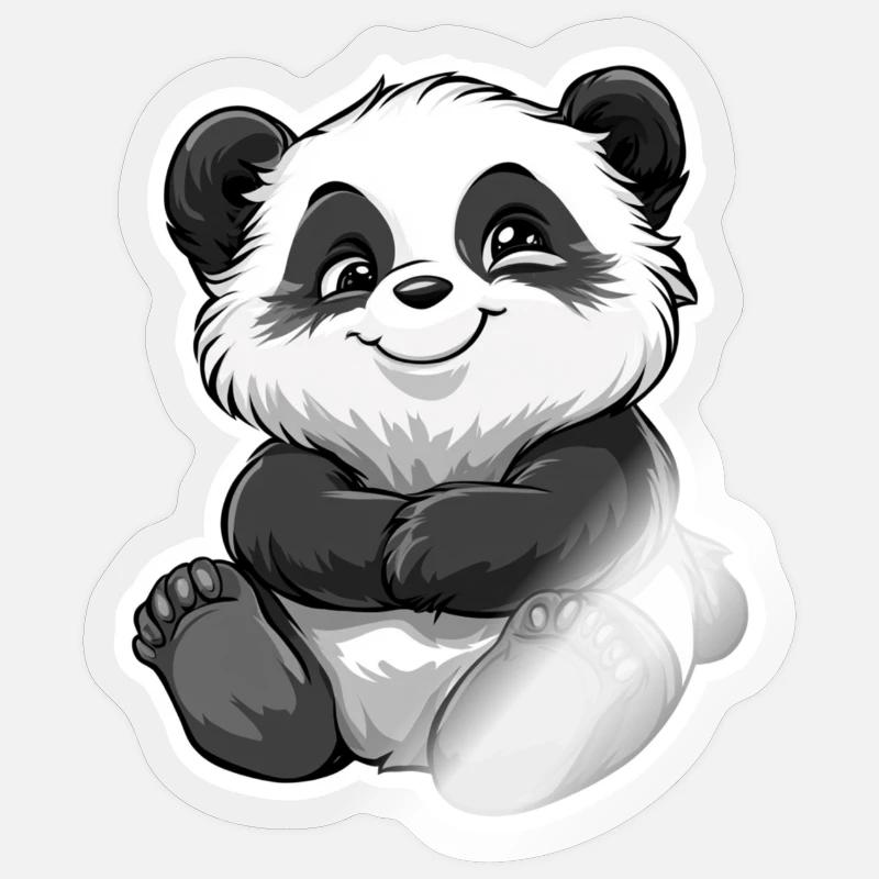 Ours panda mignon - Sticker taille S (10 x 10 cm) - brillant transparent