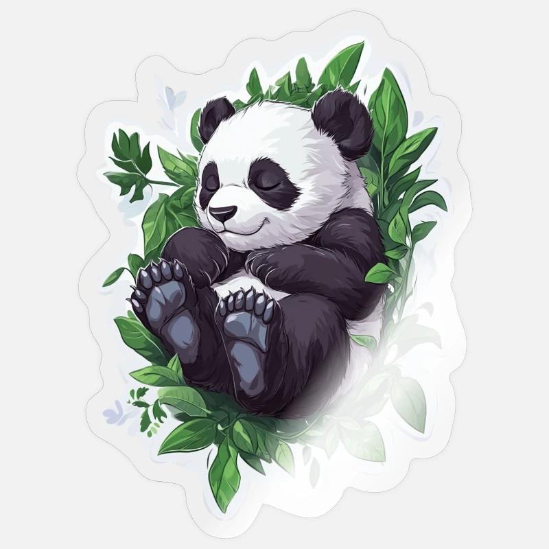 Ours panda mignon - Sticker taille S (10 x 10 cm) - brillant transparent