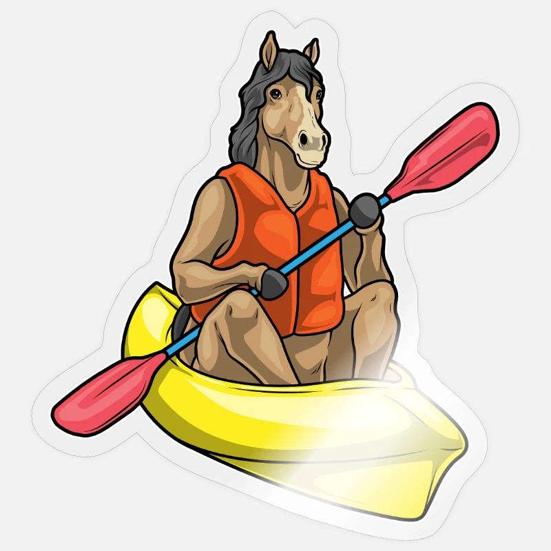 Pferd kleines Boot - Sticker Größe S (10 x 10 cm) - Transparent glänzend