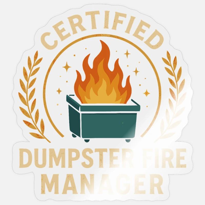 Dumpster Fire Manager - Sticker Größe S (10 x 10 cm) - Transparent glänzend