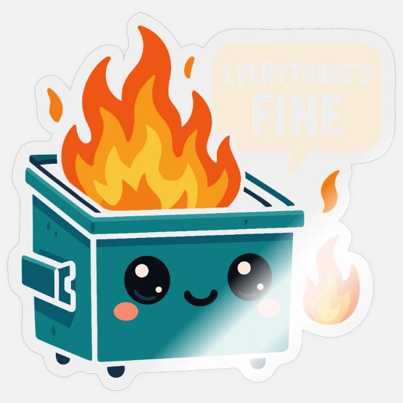 Dumpster Fire Meme - Sticker Größe S (10 x 10 cm) - Transparent glänzend