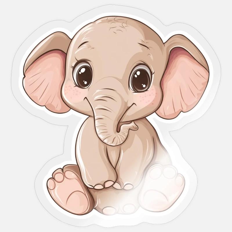 Elefant - Sticker Größe S (10 x 10 cm) - Transparent glänzend