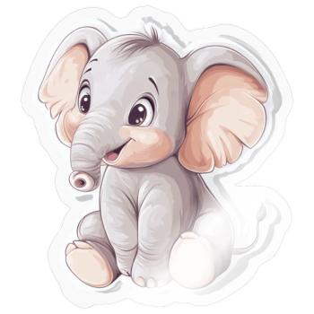 Elephant - Sticker size S (10 x 10 cm) - transparent glossy - Front