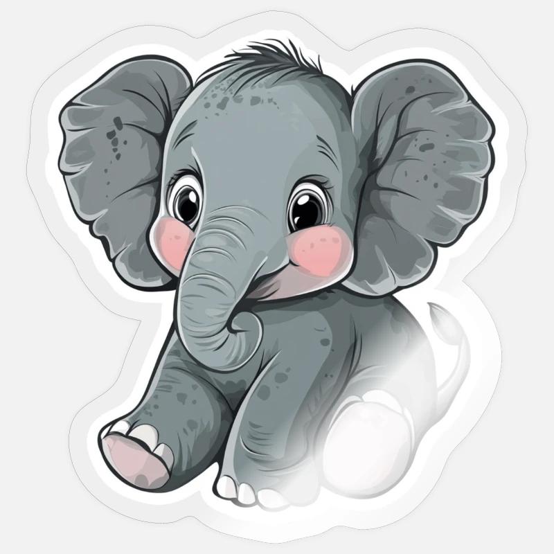 Elefant - Sticker Größe S (10 x 10 cm) - Transparent glänzend