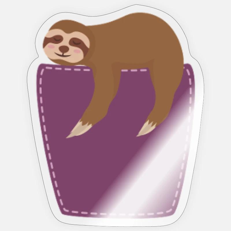 Faultier in der Brusttasche Sloth - Sticker Größe S (10 x 10 cm) - Transparent glänzend