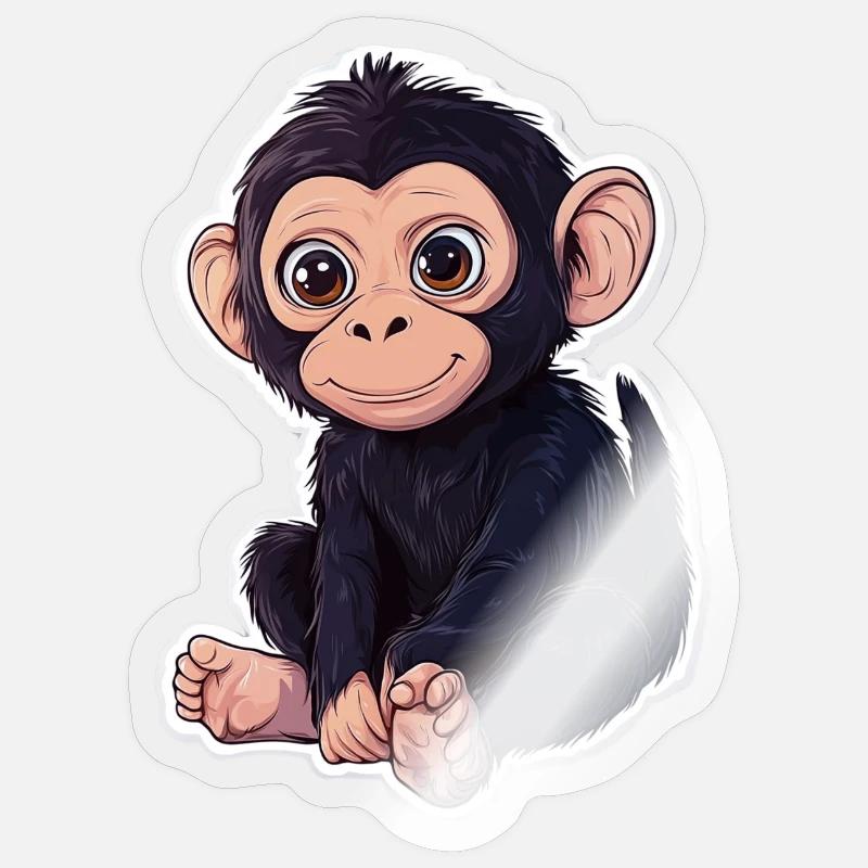 Monkey Cute Monkey Gift for Monkey Fans - Sticker size S (10 x 10 cm) - transparent glossy