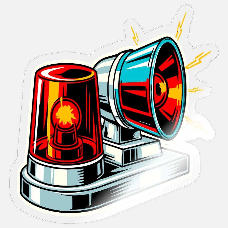 Fire Siren Warning Light Sticker size S (10 x 10 cm)