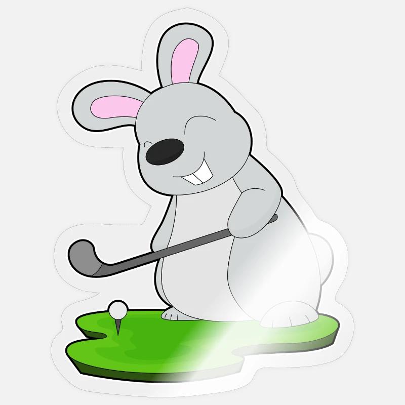 Hase Golf Golfschläger - Sticker Größe S (10 x 10 cm) - Transparent glänzend