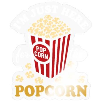 I'm just here for the Popcorn - knusprig & lecker - Sticker Größe S (10 x 10 cm) - Transparent glänzend - Vorne