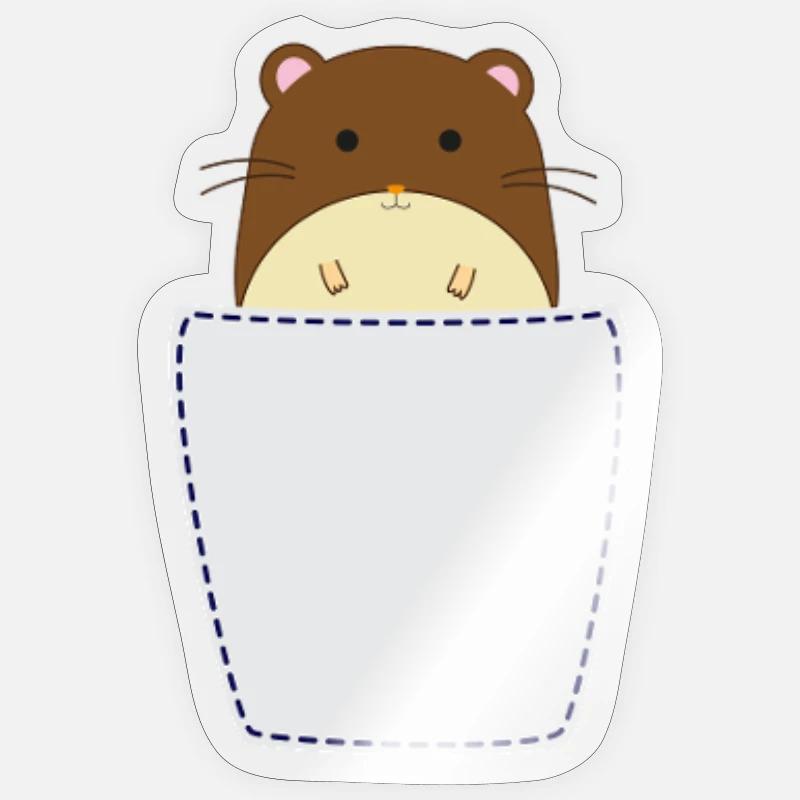Hamster in Brusttasche - Sticker Größe S (10 x 10 cm) - Transparent glänzend
