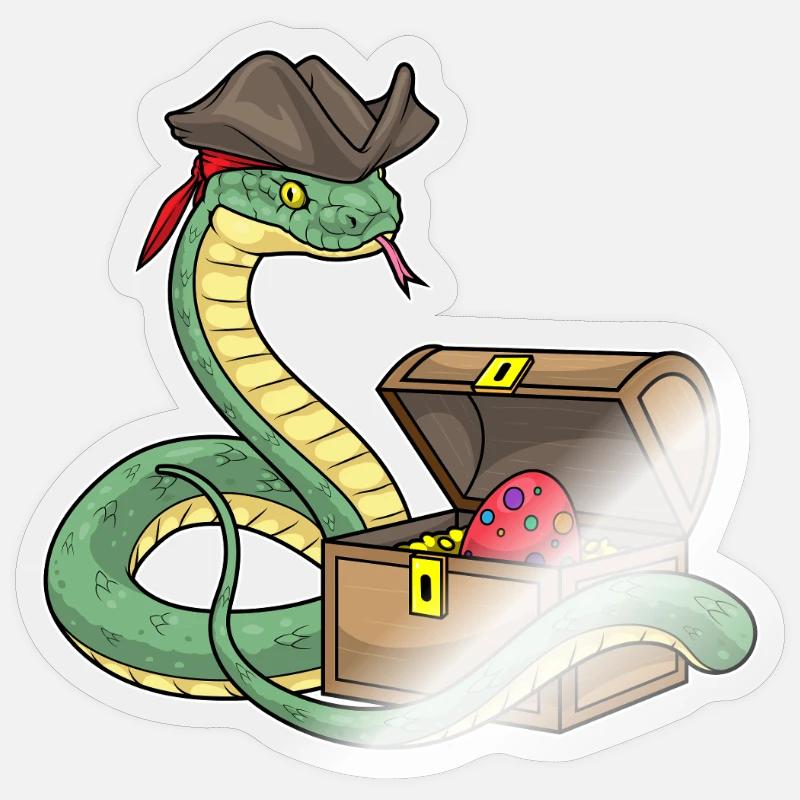 Snake Easter Pirate - Sticker size S (10 x 10 cm) - transparent glossy